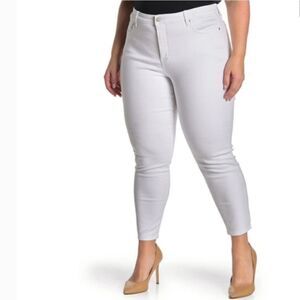 New NYDJ Womens White Ankle Skinny Jeans Plus Size 28W Lift Tuck Technology